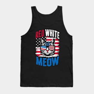 Red White And meow  america Tank Top